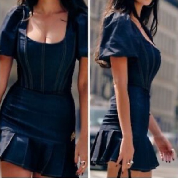 Planet Gold Women's Short Sleeve Square Neck Dress Denim Size Small - Picture 1 of 12